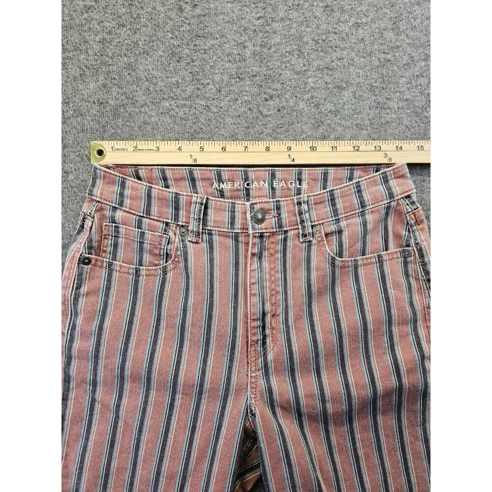 American Eagle Outfitters Pink and Blue Striped Straight Leg Jeans - Picture 8 of 11